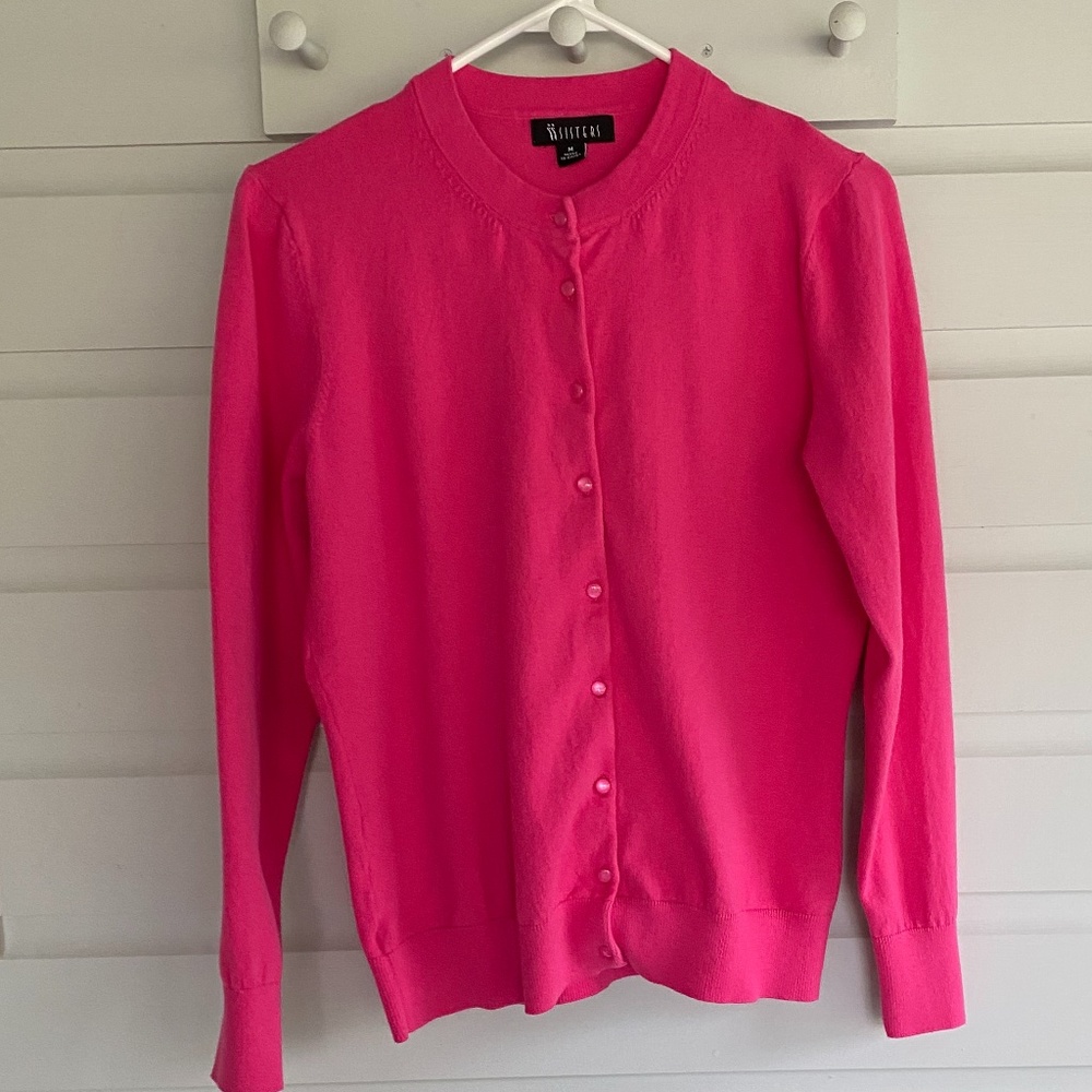 Pink Button Down Cardigan, Size Medium